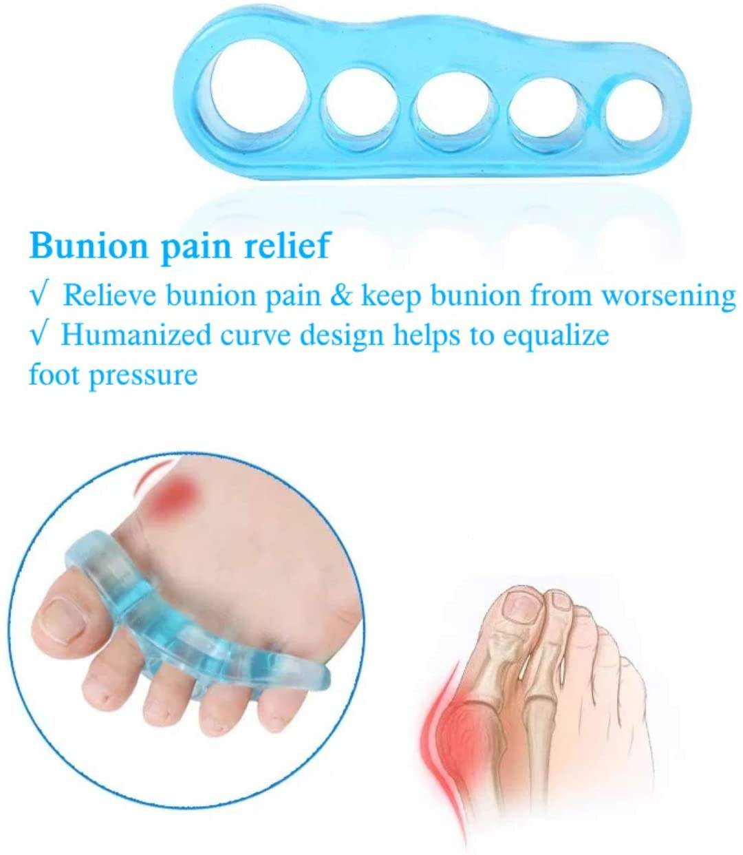 Washable SEBS toe separators for runners - durable through sweaty workouts